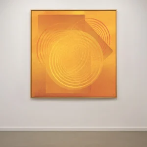 tirage d’art abstrait heure dorée par Monica Lind édition exclusive grand format tons dorés et orangés cercles concentriques