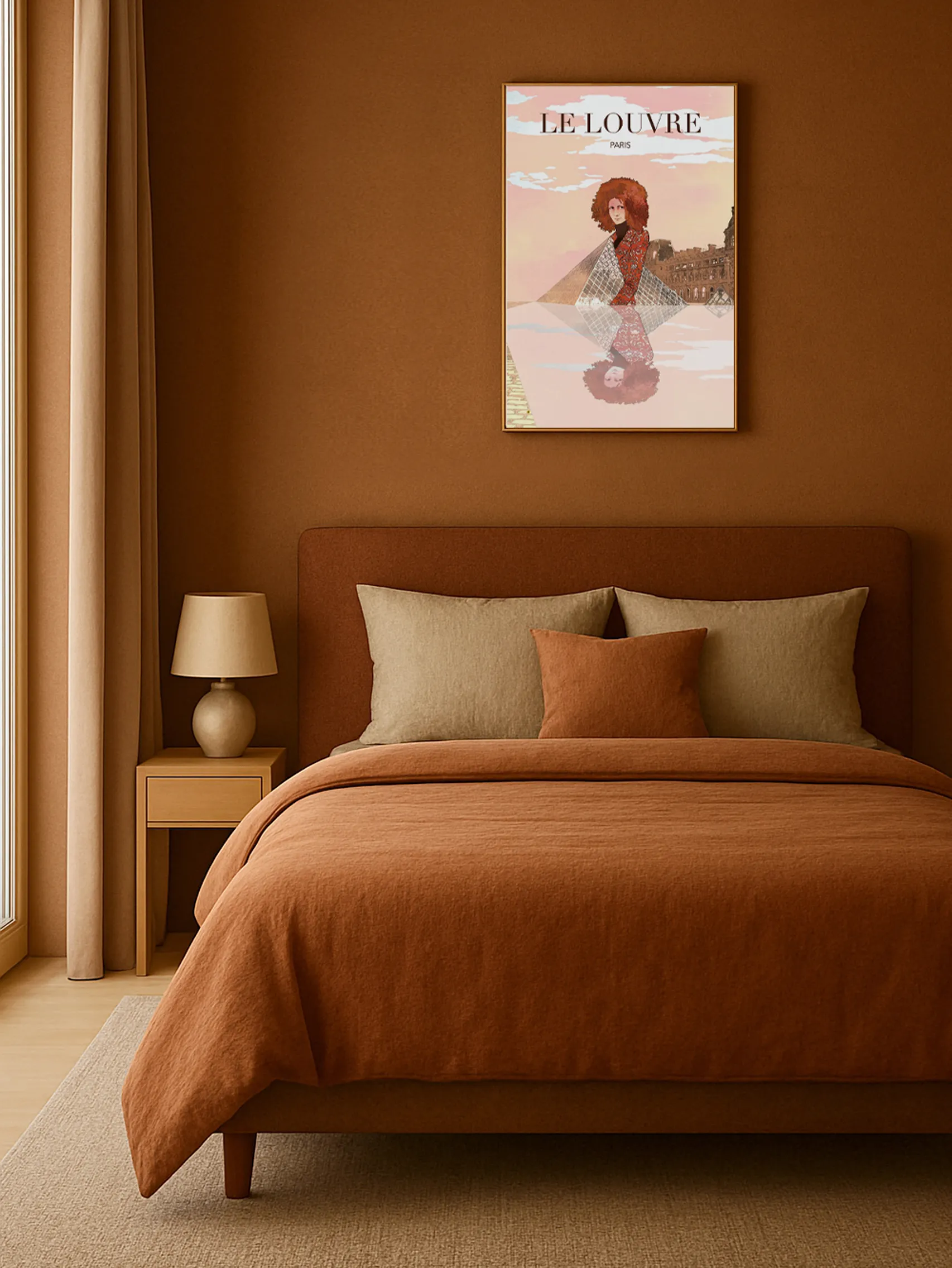 lle louvre avec une mona lisa moderne qui émerge de la pyramide par monica lind